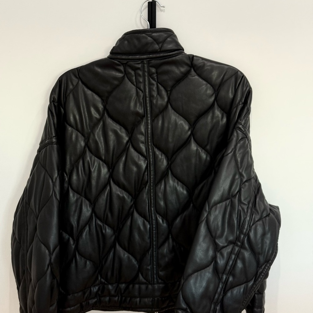 Zara Faux Black Leather Jacket Size S - Picture 2 of 3